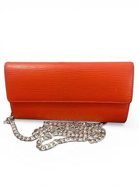 Louis Vuitton Epi Leather Orange Chain Wallet Crossbody Bag